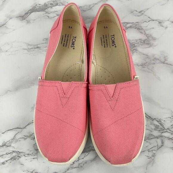 Toms Pink Bubble Gum Canvas Belmont Alpargata Slip On Shoes Youth 5 NWOB - Picture 3 of 8